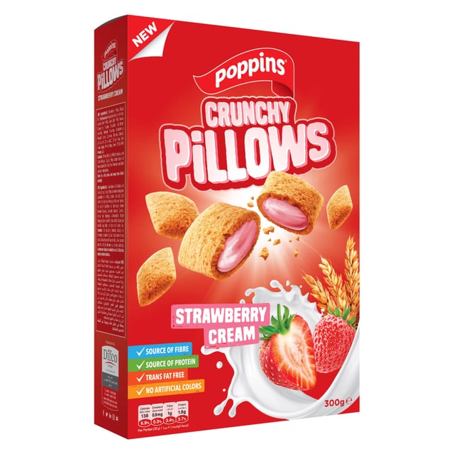 Poppins Crunchy Pillows Strawberry Cream 300G