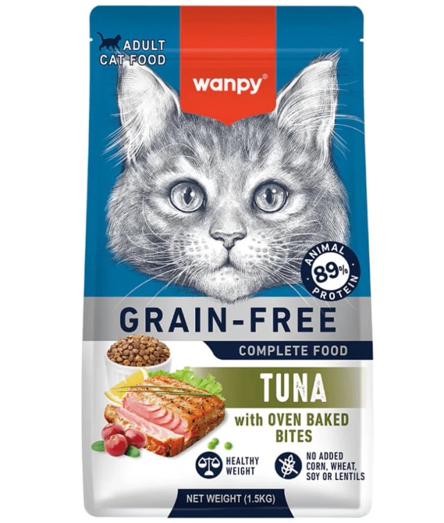 Wanpy grain free dry food fr adult cat tuna 1.5kg
