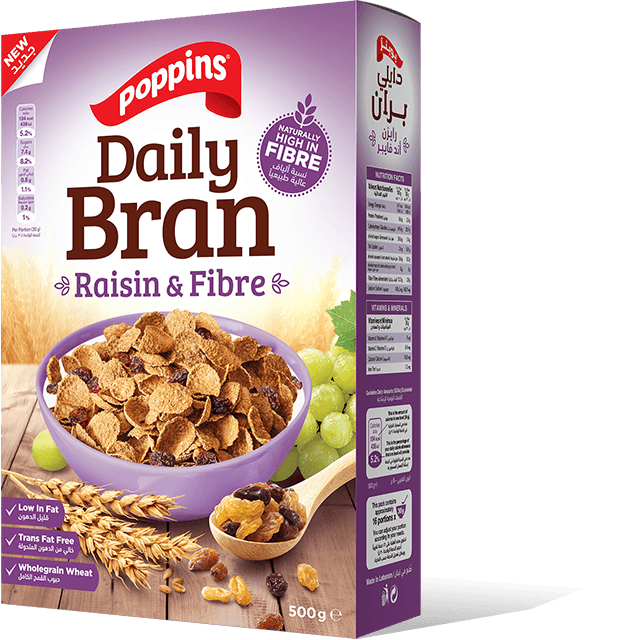 Poppins Daily Bran raisin and fibre 375g