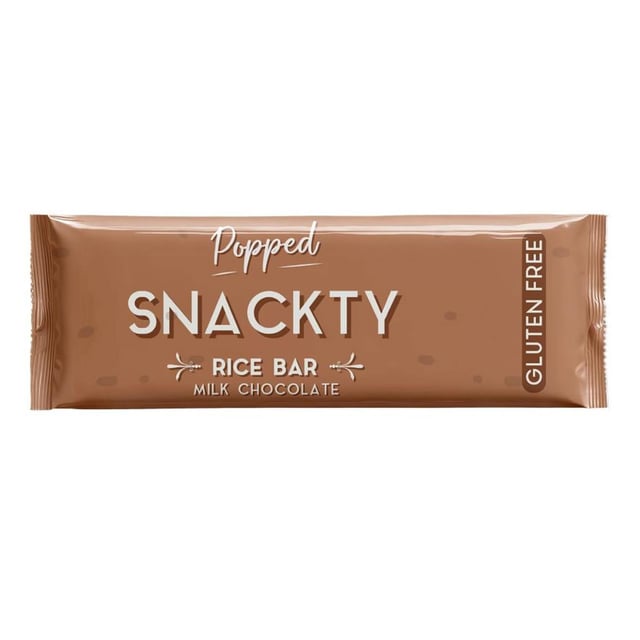 popped snackty rice bar milk chocolate 18g