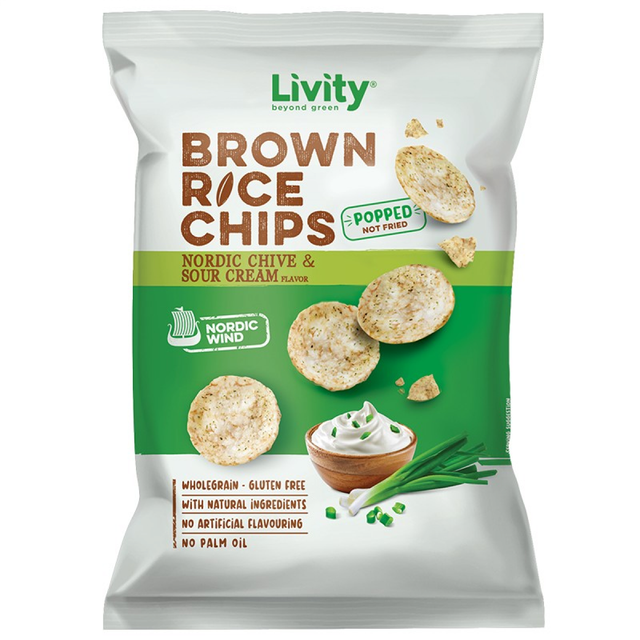 Livity Rice Chips Nordic Chive & Sour Cream 60g