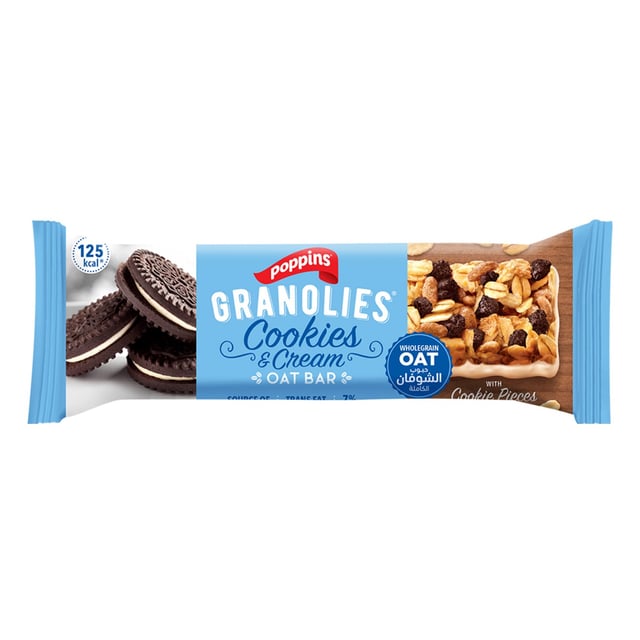 poppins granolies oat bar cookies&cream 30g