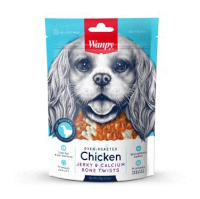 wanpy dog chicken jerky&calcium bone twist 100g