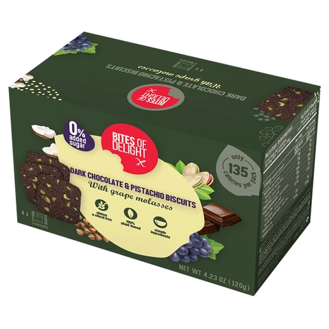 Bites of delight dark chocolate & pistachio 120g