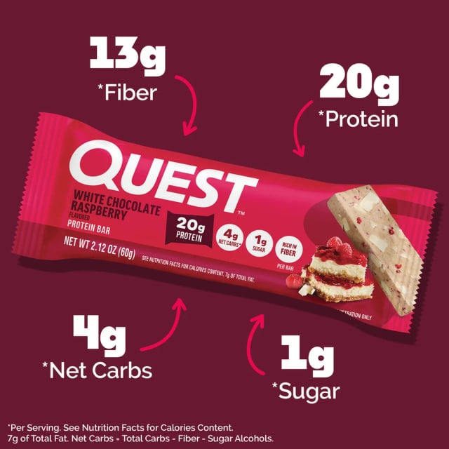 Quest protein bar white choco rasberry 60g
