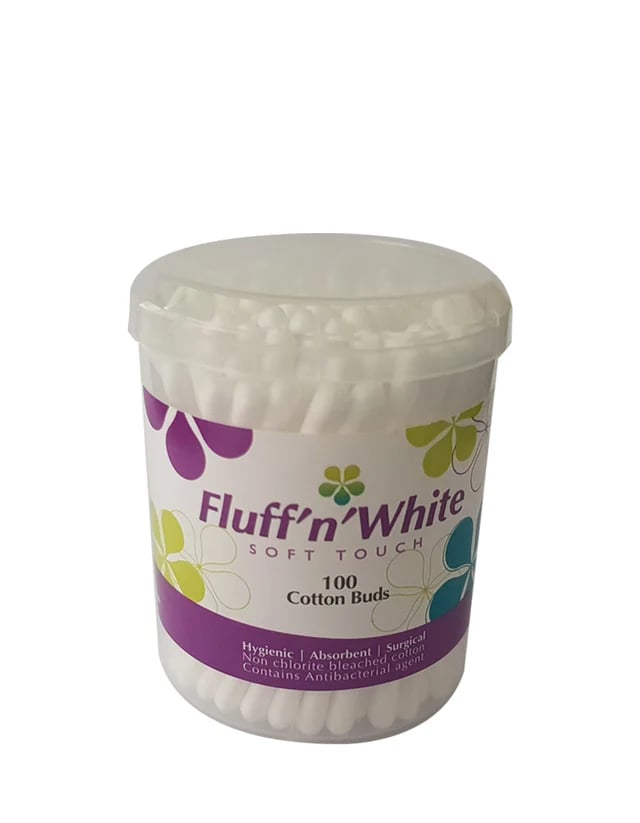 fluff n white cotton buds round box 100s
