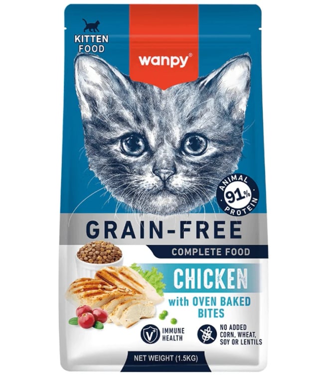 wanpy grain free dy food for kitten chicken 1.5kg