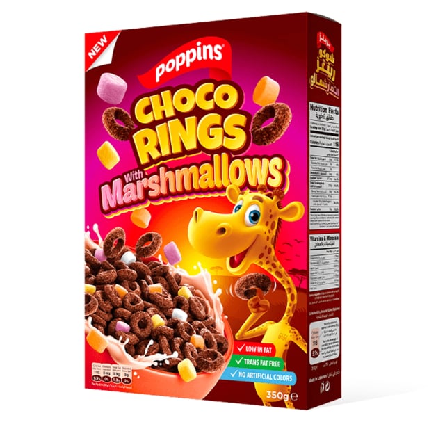 Poppins Choco Rings With Marshmallows 350Gr