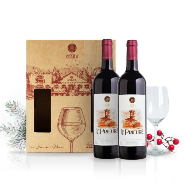 chateau ksara coffret 2 prieure 75cl + wine glass