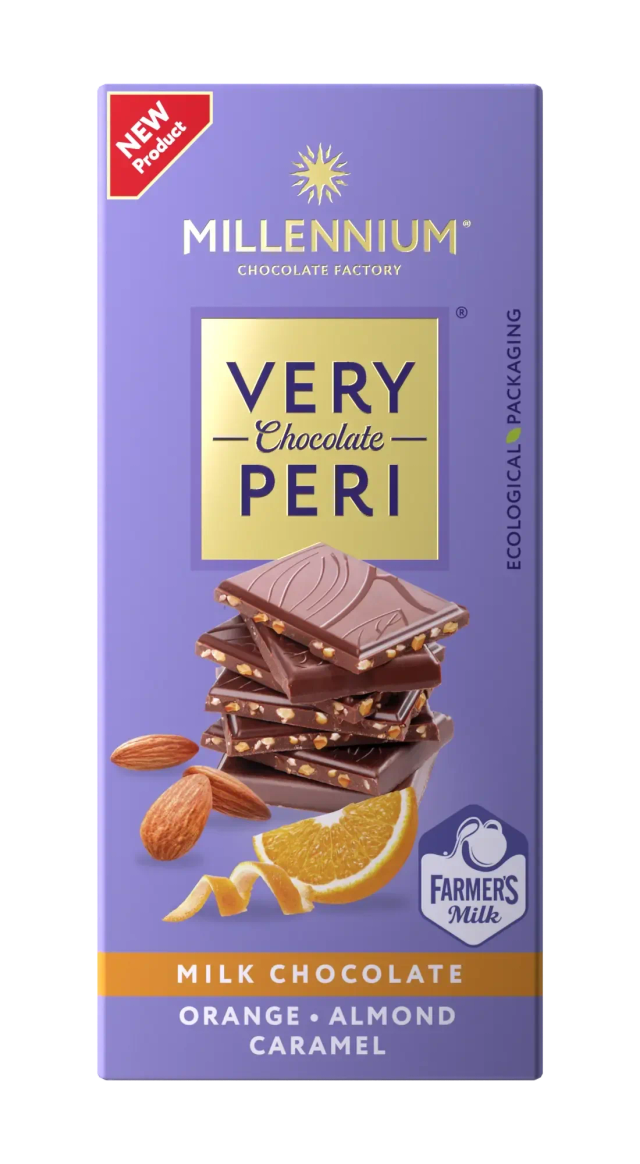 millenium very peri orange almond caramel 85g