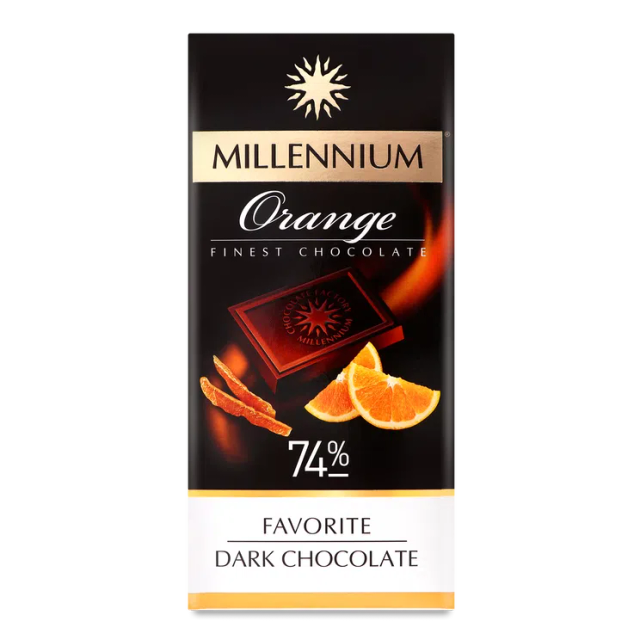 millenium dark chocolate 74% with orange 100g