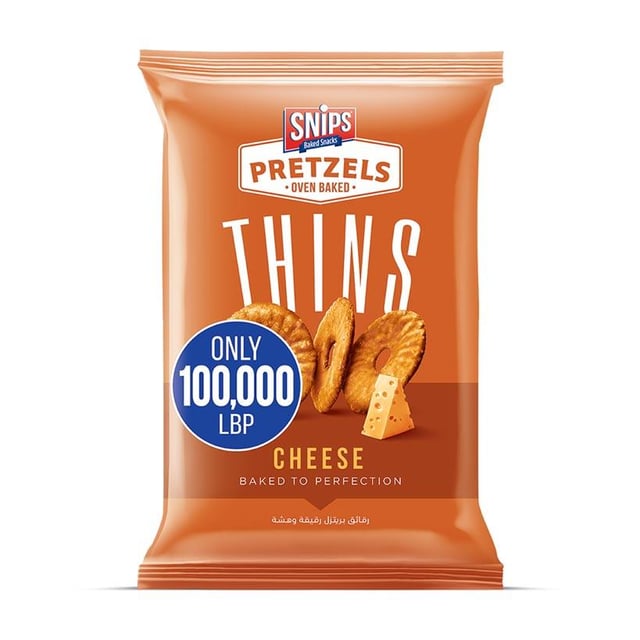 snips pretzels thins cheese 30g