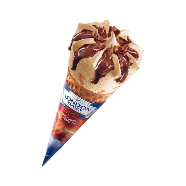 London dairy cone pralines & cream 120ml