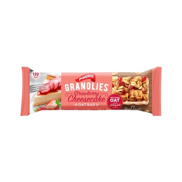 poppins granolies oat bar strawberry cheesecake 30